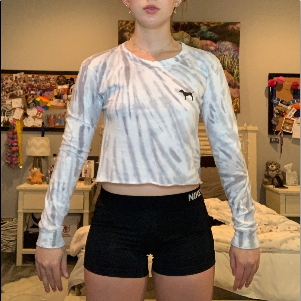 Long Sleeve Tie Dye PINK crop top